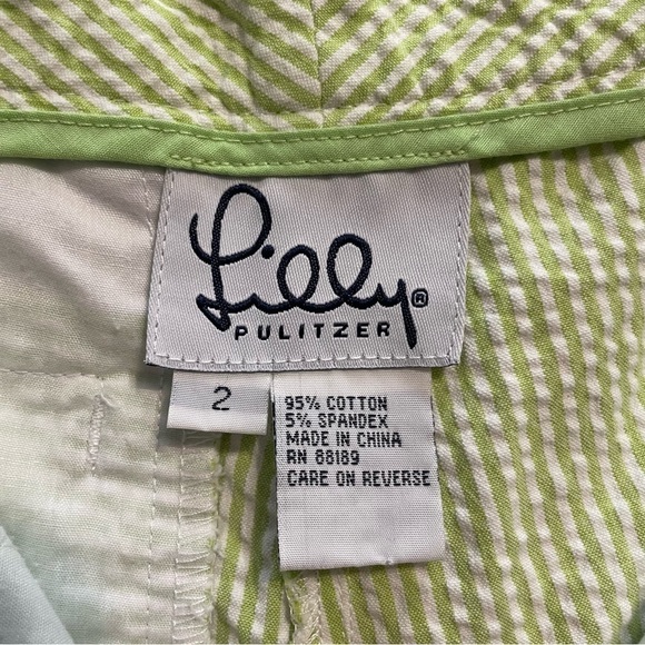 Lilly Pulitzer Lime Green and White Stripe Pants - Picture 2 of 8